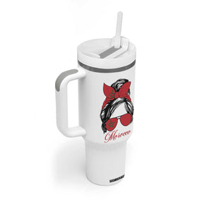 Morocco Girl Tumbler With Handle Moroccan Princess Morocco Flag Messy Bun TS10 Print Your Wear