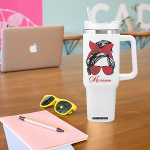 Morocco Girl Tumbler With Handle Moroccan Princess Morocco Flag Messy Bun TS10 Print Your Wear