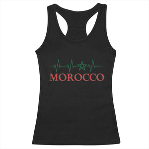 Morocco Racerback Tank Top Heartbeat Green Star Patriotic Pride Gift for Proud Moroccan TS10 Black Print Your Wear