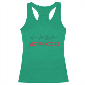 Morocco Racerback Tank Top Heartbeat Green Star Patriotic Pride Gift for Proud Moroccan TS10 Irish Green Print Your Wear