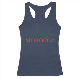 Morocco Racerback Tank Top Heartbeat Green Star Patriotic Pride Gift for Proud Moroccan TS10 Navy Print Your Wear