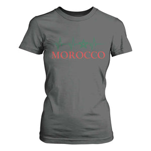 Morocco T Shirt For Women Heartbeat Green Star Patriotic Pride Gift for Proud Moroccan TS10 Dark Heather Print Your Wear