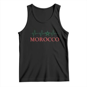 Morocco Tank Top Heartbeat Green Star Patriotic Pride Gift for Proud Moroccan TS10 Black Print Your Wear