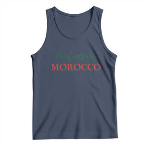 Morocco Tank Top Heartbeat Green Star Patriotic Pride Gift for Proud Moroccan TS10 Navy Print Your Wear