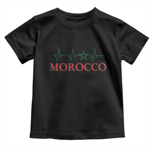 Morocco Toddler T Shirt Heartbeat Green Star Patriotic Pride Gift for Proud Moroccan TS10 Black Print Your Wear