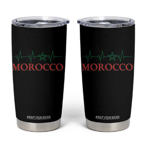 Morocco Tumbler Cup Heartbeat Green Star Patriotic Pride Gift for Proud Moroccan TS10 Black Print Your Wear