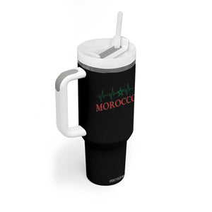 Morocco Tumbler With Handle Heartbeat Green Star Patriotic Pride Gift for Proud Moroccan TS10 Print Your Wear