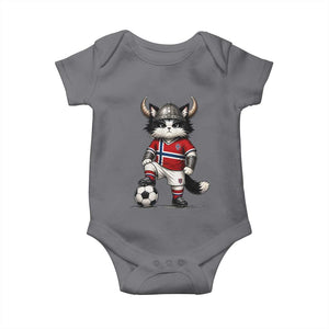 Norway Soccer Fan Baby Onesie Cute Viking Cat Norwegian Flag Nordic Football Lovers TS10 Charcoal Print Your Wear