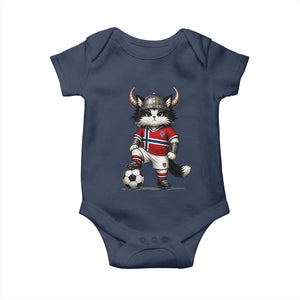 Norway Soccer Fan Baby Onesie Cute Viking Cat Norwegian Flag Nordic Football Lovers TS10 Navy Print Your Wear