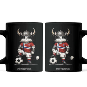 Norway Soccer Fan Coffee Mug Cute Viking Cat Norwegian Flag Nordic Football Lovers TS10 Black Print Your Wear