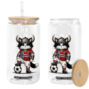 Norway Soccer Fan Glass Can Cute Viking Cat Norwegian Flag Nordic Football Lovers TS10 Print Your Wear