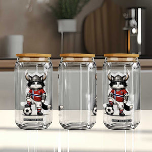 Norway Soccer Fan Glass Can Cute Viking Cat Norwegian Flag Nordic Football Lovers TS10 Print Your Wear