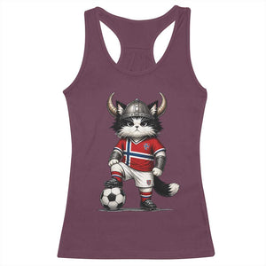 Norway Soccer Fan Racerback Tank Top Cute Viking Cat Norwegian Flag Nordic Football Lovers TS10 Maroon Print Your Wear