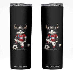 Norway Soccer Fan Skinny Tumbler Cute Viking Cat Norwegian Flag Nordic Football Lovers TS10 Black Print Your Wear