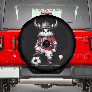 Norway Soccer Fan Spare Tire Cover Cute Viking Cat Norwegian Flag Nordic Football Lovers TS10 Black Print Your Wear