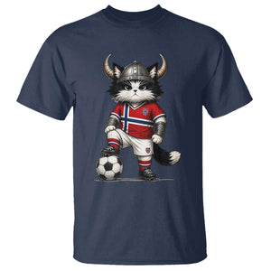 Norway Soccer Fan T Shirt Cute Viking Cat Norwegian Flag Nordic Football Lovers TS10 Navy Print Your Wear