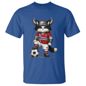 Norway Soccer Fan T Shirt Cute Viking Cat Norwegian Flag Nordic Football Lovers TS10 Royal Blue Print Your Wear