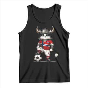 Norway Soccer Fan Tank Top Cute Viking Cat Norwegian Flag Nordic Football Lovers TS10 Black Print Your Wear