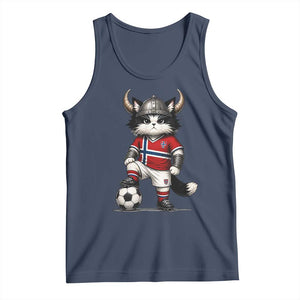 Norway Soccer Fan Tank Top Cute Viking Cat Norwegian Flag Nordic Football Lovers TS10 Navy Print Your Wear