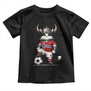 Norway Soccer Fan Toddler T Shirt Cute Viking Cat Norwegian Flag Nordic Football Lovers TS10 Black Print Your Wear