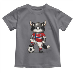 Norway Soccer Fan Toddler T Shirt Cute Viking Cat Norwegian Flag Nordic Football Lovers TS10 Charcoal Print Your Wear