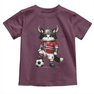 Norway Soccer Fan Toddler T Shirt Cute Viking Cat Norwegian Flag Nordic Football Lovers TS10 Maroon Print Your Wear
