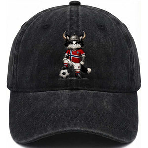 Norway Soccer Fan Washed Cotton Baseball Cap Cute Viking Cat Norwegian Flag Nordic Football Lovers TS10 Print Your Wear