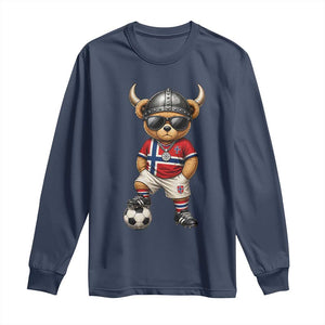 Norway Soccer Fan Long Sleeve Shirt Cool Viking Bear Nordic Football Norwegian Flag TS10 Navy Print Your Wear