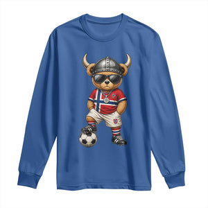 Norway Soccer Fan Long Sleeve Shirt Cool Viking Bear Nordic Football Norwegian Flag TS10 Royal Blue Print Your Wear