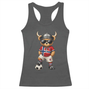 Norway Soccer Fan Racerback Tank Top Cool Viking Bear Nordic Football Norwegian Flag TS10 Dark Heather Print Your Wear
