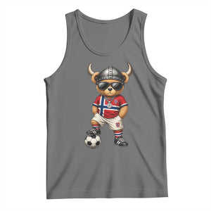 Norway Soccer Fan Tank Top Cool Viking Bear Nordic Football Norwegian Flag TS10 Black Heather Print Your Wear