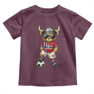Norway Soccer Fan Toddler T Shirt Cool Viking Bear Nordic Football Norwegian Flag TS10 Maroon Print Your Wear