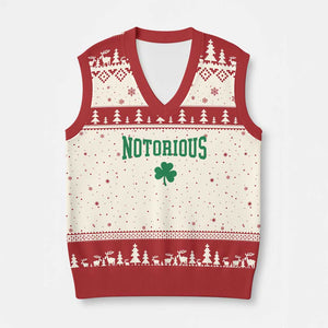Irish Pride Boxing Fighting Notorious V-Neck Knit Sweater Vest Retro Shamrock Varsity Irish Lucky Clover Graphic TS10 Beige Red Print Your Wear