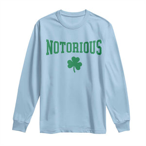 Irish Pride Boxing Fighting Notorious Long Sleeve Shirt Retro Shamrock Varsity Irish Lucky Clover Graphic TS10 Light Blue Print Your Wear