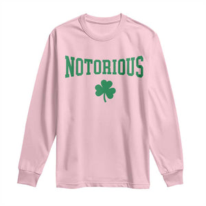 Irish Pride Boxing Fighting Notorious Long Sleeve Shirt Retro Shamrock Varsity Irish Lucky Clover Graphic TS10 Light Pink Print Your Wear