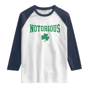 Irish Pride Boxing Fighting Notorious Raglan Shirt Retro Shamrock Varsity Irish Lucky Clover Graphic TS10 XS White Navy Print Your Wear