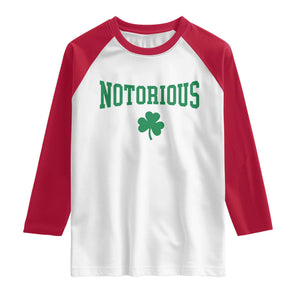Irish Pride Boxing Fighting Notorious Raglan Shirt Retro Shamrock Varsity Irish Lucky Clover Graphic TS10 White Red Print Your Wear