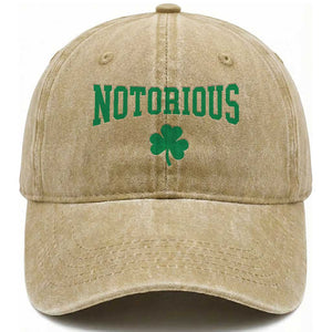 Irish Pride Boxing Fighting Notorious Washed Cotton Baseball Cap Retro Shamrock Varsity Irish Lucky Clover Graphic TS10 Print Your Wear