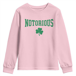Irish Pride Boxing Fighting Notorious Youth Sweatshirt Retro Shamrock Varsity Irish Lucky Clover Graphic TS10 Light Pink Print Your Wear