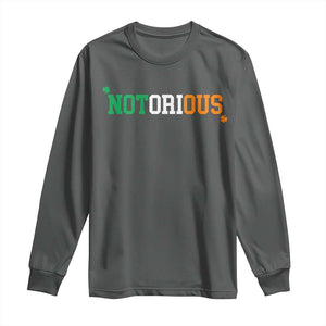 Irish Pride Boxing Fighting Notorious Long Sleeve Shirt Irish Flag Lucky Shamrock Graphic TS10 Dark Heather Print Your Wear