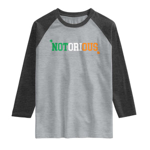 Irish Pride Boxing Fighting Notorious Raglan Shirt Irish Flag Lucky Shamrock Graphic TS10 Heather Gray Heather Charcoal Print Your Wear