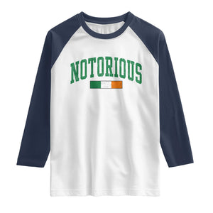 Vintage Irish Flag Notorious Raglan Shirt Boxing Fans TS10 XS White Navy Print Your Wear