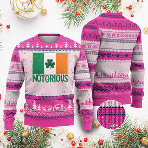 Irish Pride Boxing Fighting Notorious Ugly Christmas Sweater Vintage Ireland Flag Irish Retro Throwback TS10 Print Your Wear