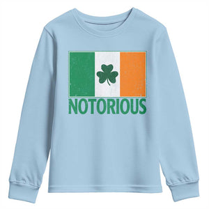 Irish Pride Boxing Fighting Notorious Youth Sweatshirt Vintage Ireland Flag Irish Retro Throwback TS10 Light Blue Print Your Wear