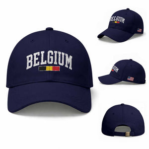 Vintage Belgium Flag Graphic Baseball Cap Belgian Pride Patriotic Gift TS10 Baseball Cap Universal Fit Dark Blue Print Your Wear