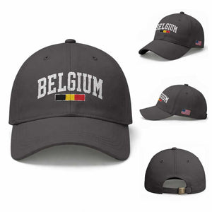 Vintage Belgium Flag Graphic Baseball Cap Belgian Pride Patriotic Gift TS10 Baseball Cap Universal Fit Dark Gray Print Your Wear