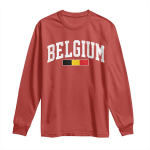 Vintage Belgium Flag Graphic Long Sleeve Shirt Belgian Pride Patriotic Gift TS10 Red Print Your Wear