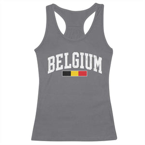Vintage Belgium Flag Graphic Racerback Tank Top Belgian Pride Patriotic Gift TS10 Charcoal Print Your Wear