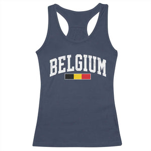 Vintage Belgium Flag Graphic Racerback Tank Top Belgian Pride Patriotic Gift TS10 Navy Print Your Wear
