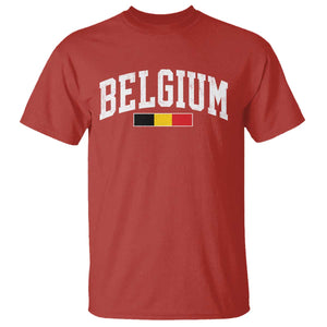 Vintage Belgium Flag Graphic T Shirt Belgian Pride Patriotic Gift TS10 Red Print Your Wear